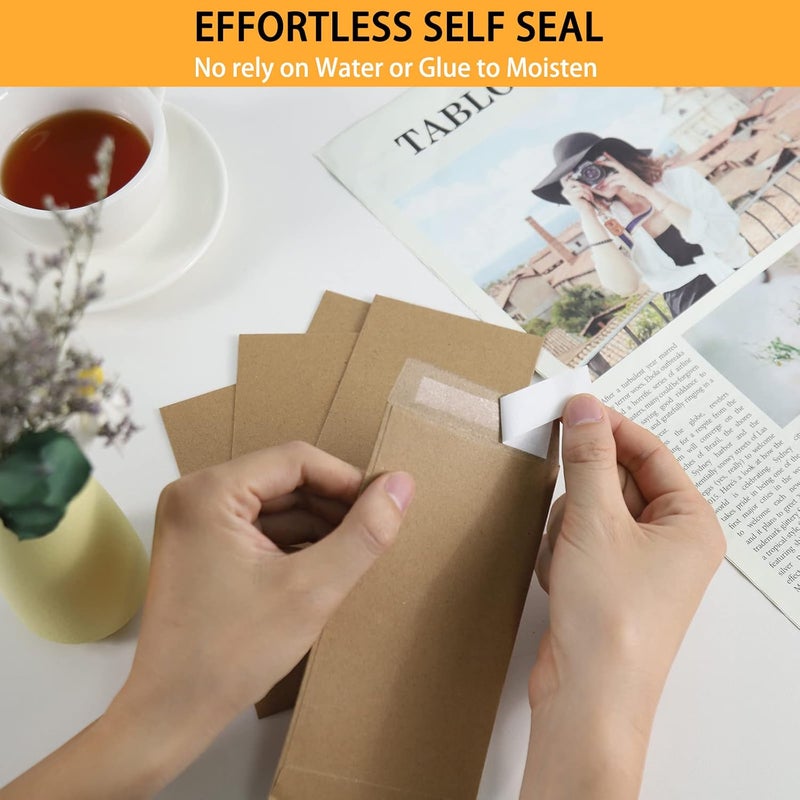 Keketer 100 Pack Cash Envelopes Self adhesive 6.7x3.5 Inch, Fit for Envelope Money Saving Challenge, Kraft Paper 120 GSM Thick Money Envelopes for Cash, Budgeting, Cash Tips, Check, Coin & Tickets - Image 4